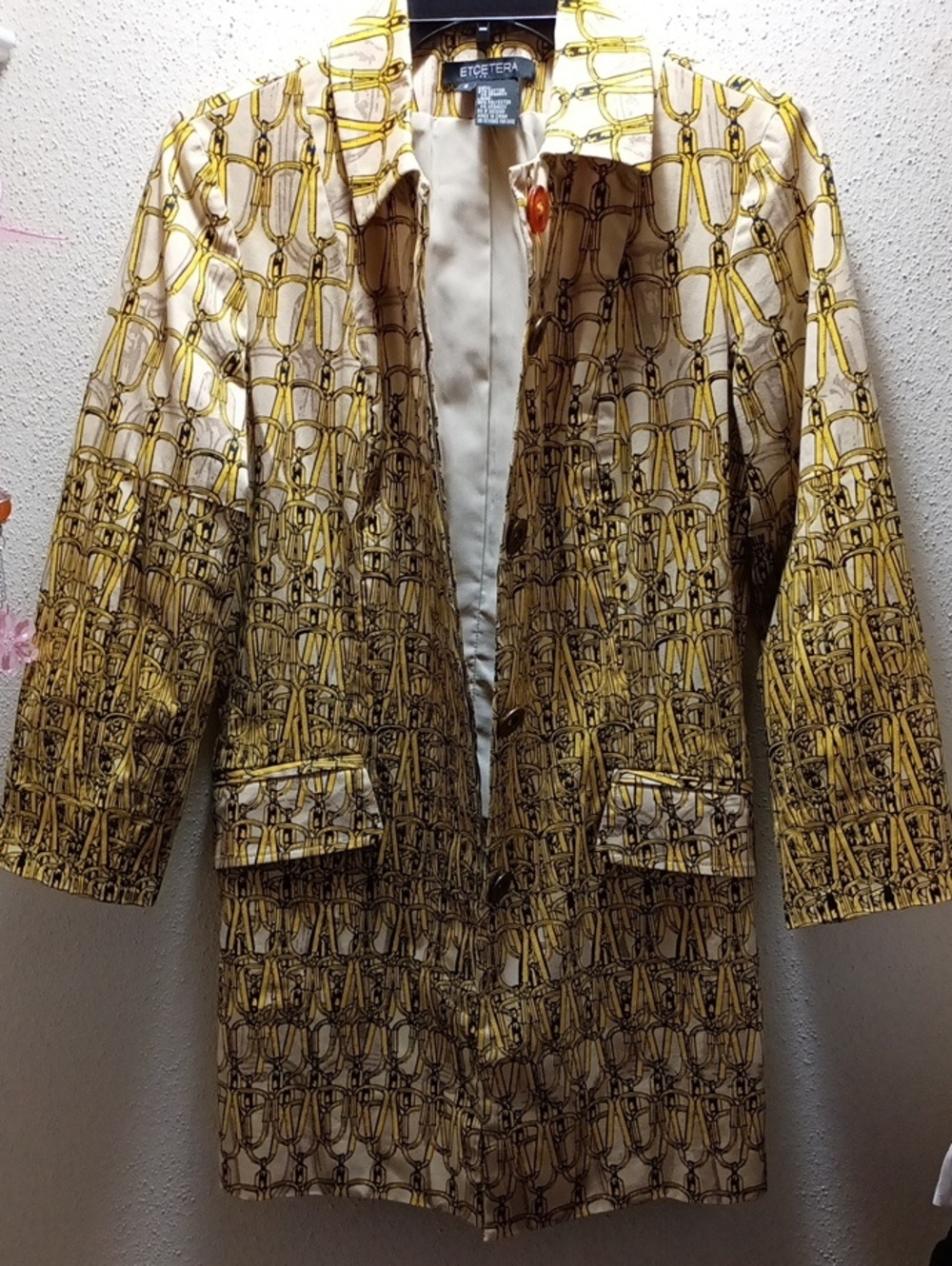 Etcetera Women's Chain link Gold and Black Shirt Jacket Size 4 PTP 18